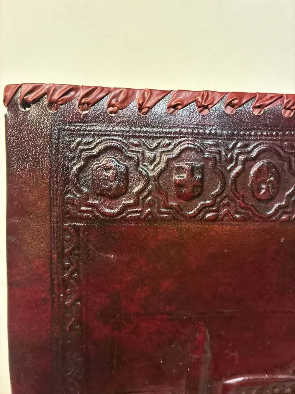 Vintage Hand-Tooled Leather Venice Gondola Embossed Journal Cover